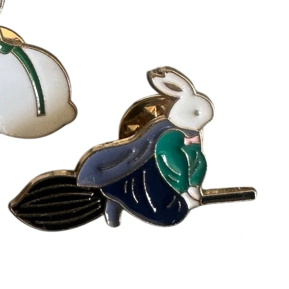White Rabbit Enamel Pin Set - Picture 4 of 6